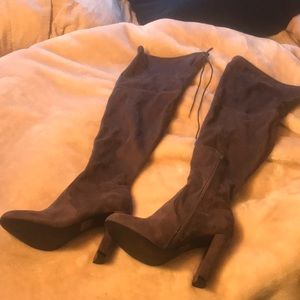 Cool grey suede boots 3in heel
